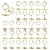 ZYEKIU 30 Stück Gold Tischkartenhalter, Fotohalter Kartenständer, Menükartenhalter, Fotohalter mit Klammern, Memohalter, Tischkarten Halterung, für Hochzeiten, Bankette, Partys (Runden)