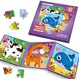QUOKKA Magnetspiel ab 2 3 Jahre - 20-Teilige Puzzle ab 2 Jahre - Reisespiele Kinder ab 3 5 - Magnet Puzzle ab 3 Jahre - Beschäftigung Für Kinder Im Flugzeug - Lernmagnet-Geschenk für den Roadtrip