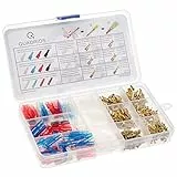 QUADRIOS GmbH Flachsteckhülsen Flachstecker Kabelschuhe Isolierhülsen Isoliertüllen Set Sortiment Box 260 Teile unisoliert, 0,14 mm² bis 2,5 mm² Sortimentskasten Industriequalität
