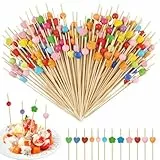 Xmart 200 Stück Cocktailspieße 12cm Holzspieße 4 Formen Cocktailspieße Dekoration Geeignet für Desserts Fruchtsnacks Partys Bars Geburtstage Restaurants Spieße Fingerfood (Mehrfarbig)