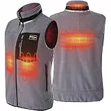 PROSmart Herren Damen Beheizbare Weste - Beheizte Weste Elektrische Heizweste Leichte Wärmeweste Polaren Fleece USB Westen Heiz Jacke Mit 10000mAh Akku, Unisex (Grau, XL)