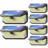 TECKNET Solarlichter für Außen mit Bewegungsmelder, 6 Stück LED Solar Wandleuchte, 300° Aussenleuchte, IP66 wasserdichte Solarlampen, Solarstrahler für Garten, Wand, und Outdoor Beleuchtung