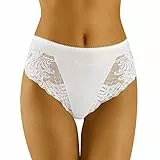 Wolbar Damen Slips Spitze Hoher Bund Unterhose WB408, Weiß,M