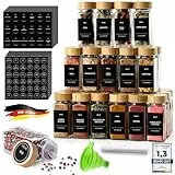 Gewürzgläser,gewürz organizer,gewürzgläser eckig - 24er Set-120ml - Gewürzdosen mit 342 Etiketten,spice jars,gewürzbehälter,gewürzgläse set,gewürzgläser mit streueinsatz