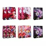 Idena 90225 - Geschenktüten Classic Blumen, 10 Stück, Geschenktaschen in der Größe 18 x 23 x 8 cm, glänzende Papiertüten mit bunten Blumen