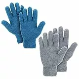 Abeillo 2 Paare Mikrofaser Staubhandschuhe Auto Abstauben Reinigungshandschuh Waschbar Korallenvlies Handschuhe für Küchen Haus Jalousien Lampen Möbel und schwer zugängliche Ecklücken