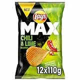 Lay's Max Lay's Max Chili & Lime Geschmack – Knusprige Kartoffelchips für eine gelungene Party (12 x 110 g)