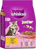 Whiskas Junior Trockenfutter Huhn, 7kg (1 Packung) - Katzentrockenfutter für heranwachsende Katzen - Extra kleine Kibbles für Kätzchen (2-12 Monate) - unterschiedliche Produktverpackungen erhältlich