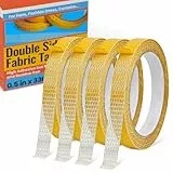 Doppelseitiges Gewebeklebeband Heavy Duty für Saum，Mode Kleid, Tuch, Vorhänge,Stark haftend, aber ablösbar und rückstandsfrei, Kein Nähen oder Bügeln erforderlich, vielseitig einsetzbar,1.3cmx10m/x 4R