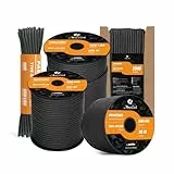 Abma Cord Paracord 550 4mm 30M 100% Nylon Seil Typ III Schnur mit 7 Kern für Basteln, Camping, Survival, Outdoor - Max. 250kg (550lbs) - Schwarz