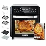 COSORI Heißluftfritteuse 12L, 11 Mutifunktionen, Dörren, Gären Funktion, Duale Heizung, Sichtfenster, Airfryer XXL, Heißluftofen, Minibackofen, Rezeptbuch, 7 Zubehör, 220℃