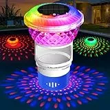 DeeprBling Dosierschwimmer Pool mit Marquee Solar Lichter, Chlor Dosierschwimmer Whirlpool mit Taste Kontrolle Bunte Lichter, Chlorschwimmer Pool Schwimmer für Chlortabletten, Einstellbare Freigabe