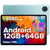 DOOGEE Tab A9 Tablet 10 Zoll Android 15, 12GB RAM+64GB ROM(TF 2TB) Gaming Tablet, 6580mAh, Unisoc T310, Dual Speaker, 5G WiFi, 8MP Kamera, Type-C, GMS, Bluetooth 5.0, Face ID, 3.5mm Kopfhöreranschluss