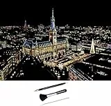 ShipeeKin Kratzbilder für Erwachsene 405 x 285mm A3 Sehenswürdigkeiten Wandbild, Beschichtete Bunte Kratzpapier mit Werkzeug Set (Hamburg)