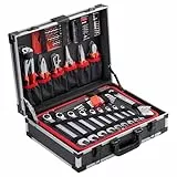 Meister Werkzeugkoffer 161-teilig - Stabiler Alu-Koffer -Set - Für Haushalt, Garage & Werkstatt/Profi befüllt/Werkzeugkiste/Werkzeugbox komplett mit Werkzeug / 8971810
