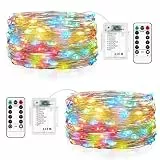 Vacoulery Lichterkette Batterie, 2 Packungen 10M/33FT 100LEDs 8 Modi Lichterkette Batteriebetriebene, wasserdichte Lichterkette Innen/Außen mit Fernbedienung Timer für Hochzeit Geburtstag Weihnachten