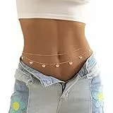 COJJ Boho Schmetterling Taillenkette Bauch Körperketten Strand Taille Schmuck Zubehör für Frauen und Mädchen (Gold)