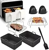 Heißluftfritteuse Zubehör - Airfryer Zubehör für Ninja Foodi AF400EU AF300EU AF400EUCP 7,6L-9.5L Und Anderen Dual Zone Air Fryer, BPA-Frei,Spülmaschinenfest | Ninja Dual Zone Heißluftfritteuse Zubehör