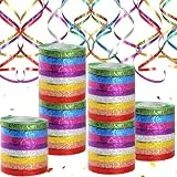480 Meter Langen Luftschlange Geburtstag, 48 Funkelnd Bunte Luftschlangen in 8 Farben. Perfekt für Hochzeit Deko, Geburtstags Deko, Silvester Deko, Geschenkband und Verschiedene Feierliche Anlässe