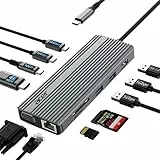 acer USB C Docking Station 11-IN-1, USB-C auf 4K@60Hz HDMI, 1080P VGA, 2x10Gbps Typ-C, 2x5Gbps USB-A, USBC PD 100W, 1000Mbps Ethernet, SD/TF Adapter Multiport Hub für Laptop Desktop Tablet usw.