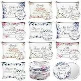 10 Stück Kosmetiktaschen 10 Kompaktspiegel Klein Kulturtasche Make Up Tasche mit Spruch & Blumenmuster Kosmetiktasche Schminktasche Mädchen Kleine Geschenke für Frauen Kolleginnen Reise Geldbeutel