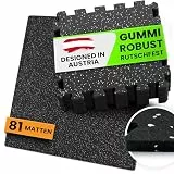 bemaxx Bodenschutzmatte Fitness – 81 Gummi-Matten pro Set: Gym Fitnessgeräte Sportmatte Puzzlematte Laufbandmatte Fitnessmatte Unterlegmatte Sportgeräte Trainingsmatte Bodenmatte Gymnastikmatte