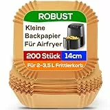 BYKITCHEN 200 Stück Airfryer Backpapier für Chefman/Midea/Cosori Mini Heißluftfritteuse 2L, Airfryer Zubehör für Heißluftfritteuse Klein 1-2 Personen, Backpapier für 2Liter - 3.5L Air Fryer