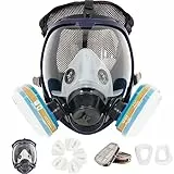 Kompletter Anzug Wiederverwendbare Vollgesichts-Atemschutzmaske zum Lackieren, Polieren, Schweißen und Staub, 2 Arten von Anschlüssen, lackiermaske Gas Atemschutzgerät mit organischem Dampffilter