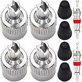 4 Autoventil-Schlüssel Metall-Kappen + 2 Schrader-Ventile Ventilausdreher Reifenventil-Entferner Ventil-Eindreher Ventil-Schrauber Auto-Ventile Werkzeug für KFZ Motorrad Roller LKW Moped Mofa Fahrrad