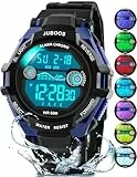 Juboos Kinderuhr Junge Mädchen 5-16 Jahre,Digital Armbanduhr für Kinder 7 Farben LED-Licht,50M Wasserdicht, mit Alarm Stoppuhr,Der Riemen ist weich (Schwarzblau)