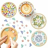 YYTECH 4 Stück Mosaik Untersetzer Bastelset, Mosaik Bastelset Erwachsene, Bambus Untersetzer, Basteln & DIY Dekorative Tablett Weihnachten Geschenk Geburtstagsgeschenk, für Bastelarbeiten