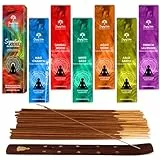 Simply Vedic Signature Räucherstäbchen, 6er-Set (120 Stäbchen), Sandelholz, Nag Champa, Oudh, Palo Santo, Salbei, Lavendel, Verschiedene Geschenkpackung | Für Aromatherapie, Reinigung, Gebete