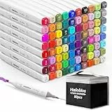 Halobios 80 Farben Alkohol Marker Set, Alcohol Twinmarker, Meißel & Feine Verdoppelt Spitzt Alkohol Permanenter Marker Stifte mit Anti-Seepage Abstandshaltern für Manga, Design, Malerei, Zeichnung