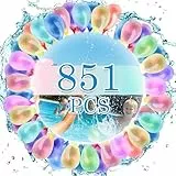 Ligtmor 851 Stück wasserbomben selbstschließend, 23 Bündel mit je 37 selbstschließend Wasserballons, Schnell zu befüllender, water balloons für Pool spielzeug, wasserspielzeug kinder outdoor