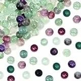 TOAOB 100 Stück 6mm Natürliche Bunte Fluorit Perlen Edelstein Perlen Runde Lose Perlen mit Loch zum Schmuck Basteln Auffädeln DIY Armband Halsketten Schmuckherstellung