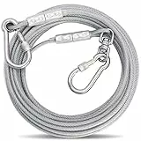 Tie-Out Leinen für Hunde,3/6/9/15m Hundeleine für den Hof,Hofleine Leinen für Hunde（Silbrig,9M