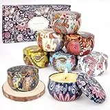 Candle Geschenke für Frauen Duftkerze Set 8 Pack, Duftkerzen Geschenk für Frauen mit Holzunterlage, 200 Stunden Brenndauer, Natürliches Sojawachs, Aromatherapie Kerze Geschenkset für Mama, Geburtstag
