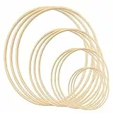 12 Stück 4 Größen (15cm/20m/25cm/30cm) Traumfänger Ringe Holz Bambus Blumenkranz Makramee Ringe Floral Hoop Set Makramee Craft Hoop Ring für Dreamcatcher, Hochzeit Kranz Decor und DIY Handwerk