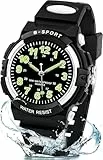 Edillas Kinderuhr Jungen Mädchen,Armbanduhr Kinder Analog mit 30M Wasserdicht,Stoßfest,Leuchtzeiger,TPU-Armband für 5-16 Jahre, Einschulung Outdoor Sport（Schwarz）