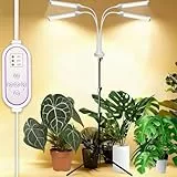 Secefeao Pflanzenlampen LED Vollspektrum 420 LEDs, Pflanzenleuchte Pflanzenlicht mit Ständer Pflanzen LED Wachstumslampe für Pflanzen mit Zeitschaltuhr 3 Farbmodi 10 Lichtstärken(420 LEDs Stand)