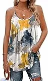 Aokosor Tank Top Damen Blusen Tuniken T-Shirts für Damen Sommer Tops Tunika Bunte Boho Bluse Oberteile Outfits 2026 Blumen XL