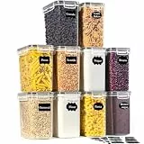GoMaihe 1.6L Vorratsdosen 10 Set, Aufbewahrungsbox Küche Luftdicht Behälter aus Plastik Mit Deckel, Vorratsbehälter zur Aufbewahrung von Nudeln, Müsli, Reis, Mehl, und für futter Haustiere, MEHRWEG