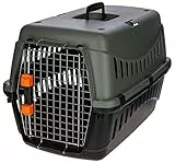 Kerbl Pet Transportbox Eco, Hunde, Katzen, anthrazit/graugrün, 60x40x38,5cm, Kunststoff, 5-15kg, flugtauglich, mit Metalltür