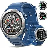 Qecnato Smartwatch Herren Damen, Militär Smart Watch mit Telefonfunktion, 1,39' HD Touchscreen, IP68 Wasserdicht Sportuhr, 110+Sportmodi Fitness Tracker, Herzfrequenz, Schlafmonitor, Fitnessuhr, Blau