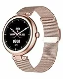 SHANG WING Lynn Smartwatch Damen,1.1 Zoll Klein Touchscreen Fitnessuhr Damen,Klein Stilvoll Fitnessuhr mit Schrittzähler Schlafmonitor SpO2-Überwachung Pulsuhr Smartwatch für Android iOS