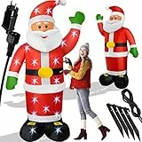 KESSER® Aufblasbarer Weihnachtsmann XXL 250cm LED beleuchtet inkl. Befestigungsmaterial Weihnachtsdekoration Weihnachtsdeko Figur, geräuscharmes Gebläse, Nikolaus Santa witterungsbeständig IP44