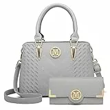 Miss Lulu Henkeltasche Damen Handtasche Damen Set mit Portemonnaie Umhängetasche mit Geldbörse aus PU-Leder für Büro Schule Einkauf Alltag