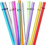 ALINK 10 Stücke 10.5 Zoll Wiederverwendbare Plastik Strohhalme, Bunte Strohhalme für 40/30/24 Unzen Glas und Becher, mit Reinigungsbürsten