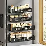 SONGMICS Gewürzregal magnetisch, 4er Set, 2 große und 2 kleine Regale, Gewürz-Organizer ohne Bohren, Magnetregal, für Küche, Kühlschrank, Mikrowelle, Waschmaschine, tintenschwarz KCS061B01