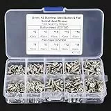 TOPINCN Rost- und Korrosionsbeständig 400-teiliges M3-304-Edelstahl-Pfannen- und Flach-Innensechskantschrauben-Set mit Box für Heim- und Bürogeräte Silber 1 Satz X Innensechskantschrauben